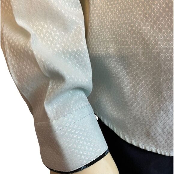 Tuvia Men’s Mint Green and Navy Dress Shirt Size XL - Picture 3 of 6